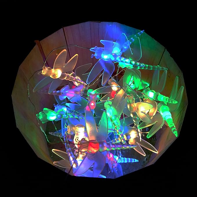 Hometown Evolution, Inc. Solar Powered LED Lights (100 LED, Solar Dragonfly - 25 Foot - Multi Colored)