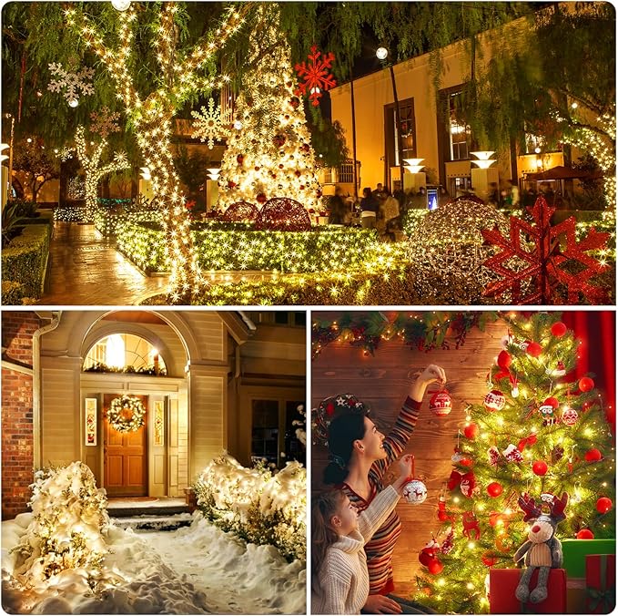XTF2015 262FT 800 LED Christmas String Lights, Christmas Lights Plug 8 Modes Memory Function with Timer, UL | Lumora