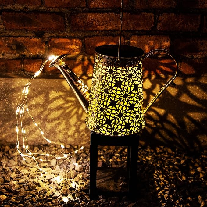 VOOKRY Solar Watering Can Lights, Large Retro Metal Hanging Solar Lights Outdoor Waterproof, Gifts for Women Mom Grandma Birthday, Outside Yard Garden Porch Lawn Patio Decoration, Warm White