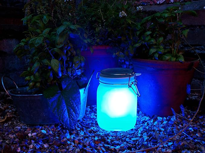 Suck UK - Sun Jar Solar Light Garden Lights Solar Powered Waterproof Rechargeable Lights Indoor & LED Mason Jar Party Gardening Gifts Or Garden Gifts Outdoor Yellow