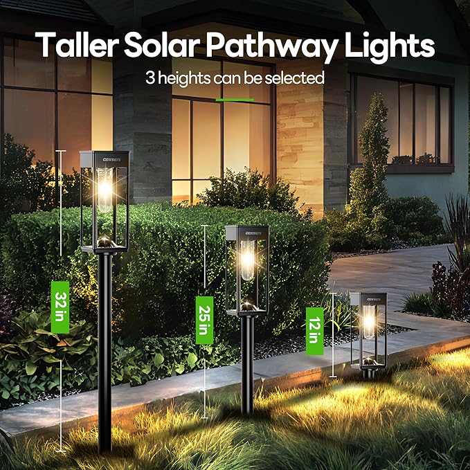 3 Color in 1 Solar Pathway Lights Outdoor 8Pack + Modern Solar Pathway Lights Warm White 8Pack