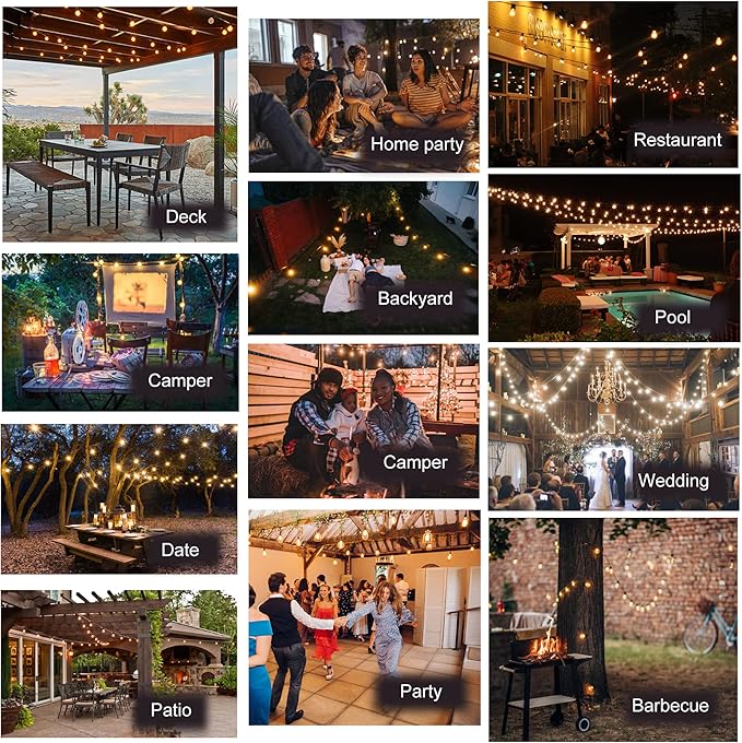 DAMAING Outdoor String Lights 200FT Waterproof,Patio String Lights for Outside with Shatterproof 104 Edison LED | Lumora