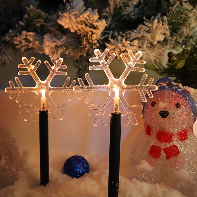 5 Pack Solar Christmas Snowflake Pathway Lights 6.3 Ft Total Outdoor Waterproof Landscape Lights Christmas Decorations for Pathway Garden Walkway Yard Lawn Patio (Warm White)