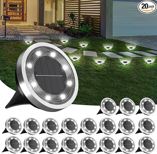 INCX Solar Ground Lights, 20 Pack Solar Lights Outdoor Waterproof, Solar Garden Lights Landscape Lighting for Patio | Lumora