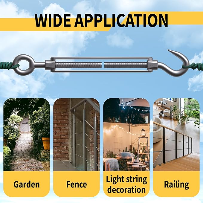 165FT Outdoor String Light Hanging Kit, Heavy Duty 1/16" Vinyl-Coated 304 Stainless Steel Cable, Globe Light | Lumora