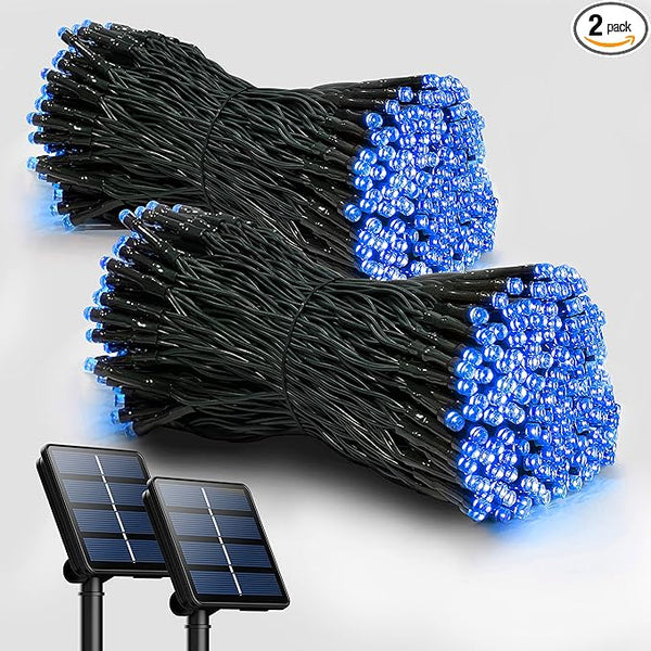 2 Pack Solar Christmas Lights Outdoor, 72FT 200 LED Solar String Lights with 8 Lighting Modes, IP65 Waterproof | Lumora