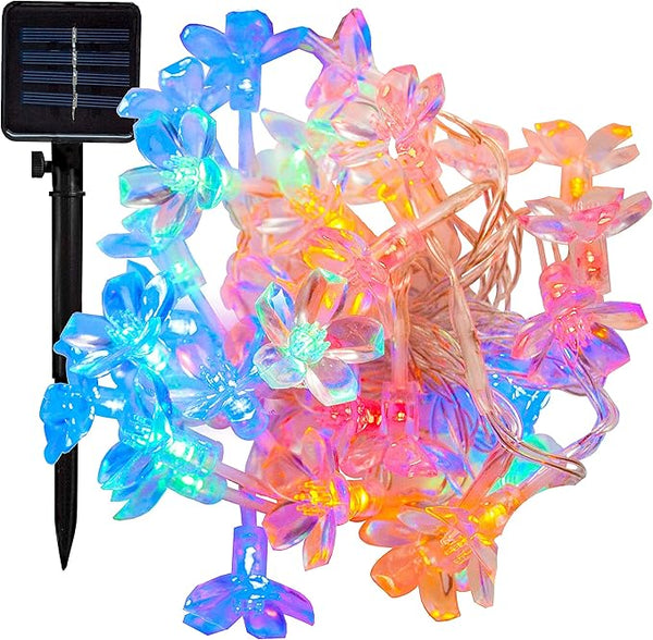 Hometown Evolution, Inc. Solar Powered LED Lights (100 LED, Solar Peach Blossom - 25 Foot - Outdoor String Light | Lumora