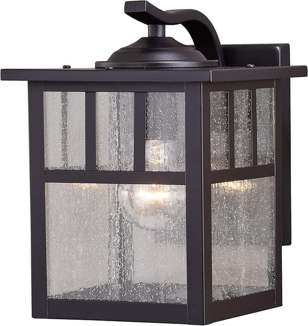 VAXCEL Mission 9.5 in. H 1-Light Oil Burnished Bronze Mission Outdoor Wall Sconce Made of Durable Steel, Clear | Lumora