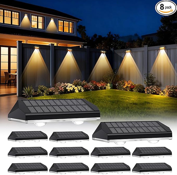 Solar Fence Lights Outdoor, 3 Modes 3000K/4000K/6000K Fence Lights Solar Powered for Outside, IP65 Waterproof, 60 | Lumora