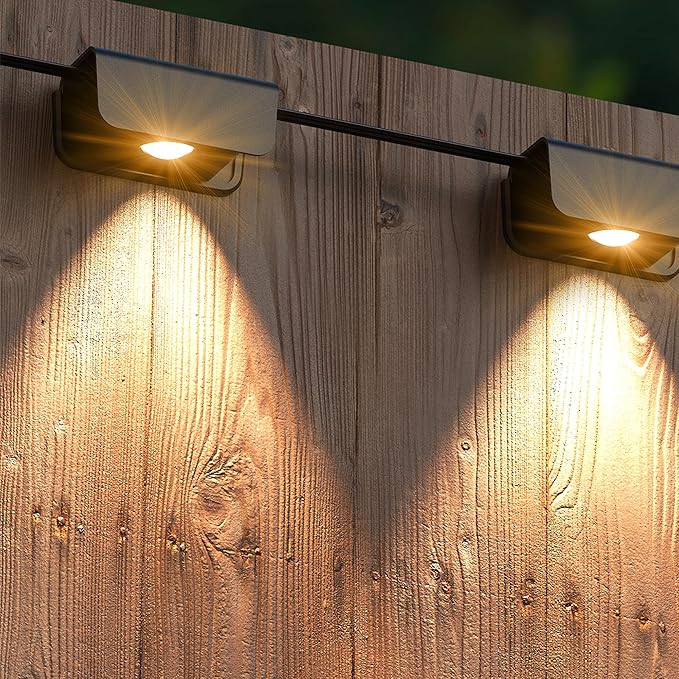Outdoor Fence Lights, 10 Pack Deck Lights, Waterproof Stairs Light with Bright Lens LED, Warm Yellow, Security Wall Lamps for Patio, Backyard, Deck, Fence, Railing