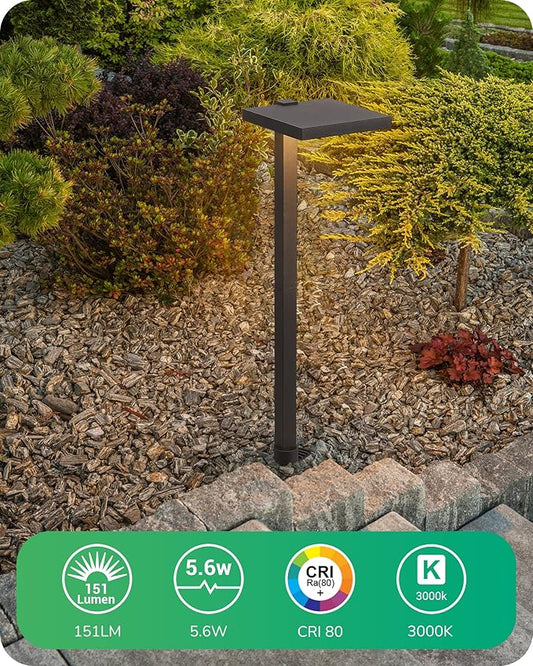 EDISHINE Low Voltage Landscape Lighting, 5.6W 151LM 3000K 50,000 Hrs Waterproof LED Pathway Lights, 12V Aluminum Outdoor Landscape Lighting with Connectors for Yard, Garden, Walkway, 4 Pack