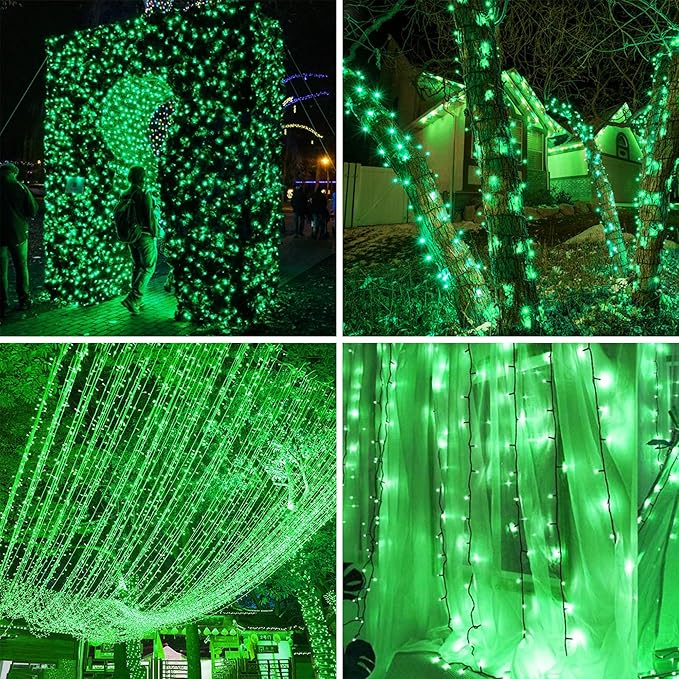 kemooie 500 LED Green St. Patrick's Day Lights, 164 FT 8 Lighting Mode with Memory Plug in Waterproof Fairy Lights, for Outdoor Birthday Christmas Wedding Party Garden Balcony Decorations (Green)