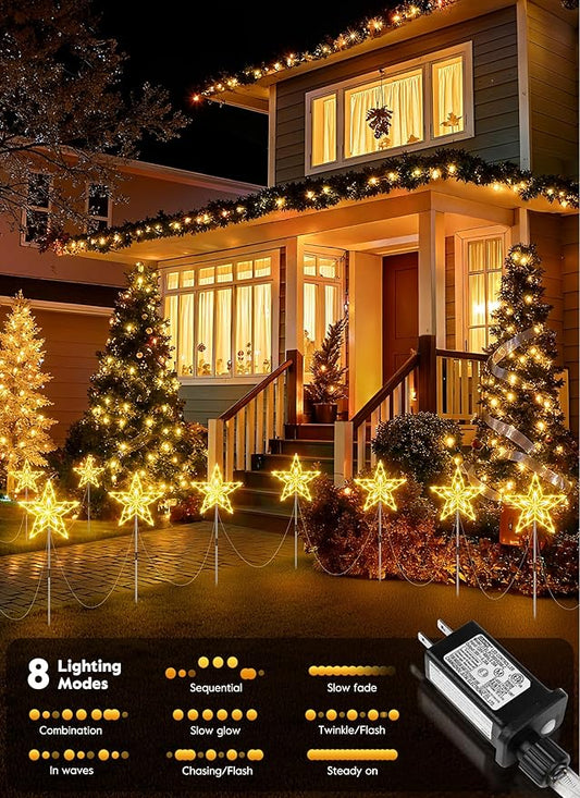 Brightown Pathway Lights Outdoor Christmas Decorations, 2 Set Total 20-Pack Large Waterproof Stake Decorative Light for Outside Sidewalk Yard Lawn Path Walkway Driveway Marker Stake, Warm White