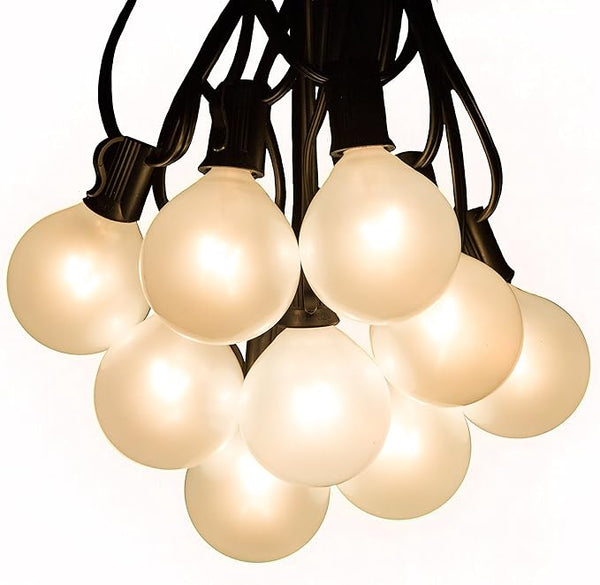 Hometown Evolution, Inc. White Pearl Outdoor Patio Globe String Lights (25 Foot, G50 White Pearl 2" Bulbs +1 Free | Lumora