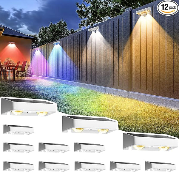 SOLPEX Solar Fence Lights Outdoor, 9 Fixed Colors & Color Changing Fence Solar Lights Outdoor Waterproof IP65, LED | Lumora