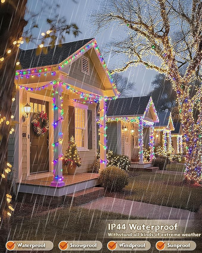 580 LED String Lights, 196FT Indoor Outdoor Fairy Lights, Waterproof Twinkle Christmas Decorations Lights with Remote for Bedroom Outside Tree Garden Patio Camping Party Decor, Warm and Colorful