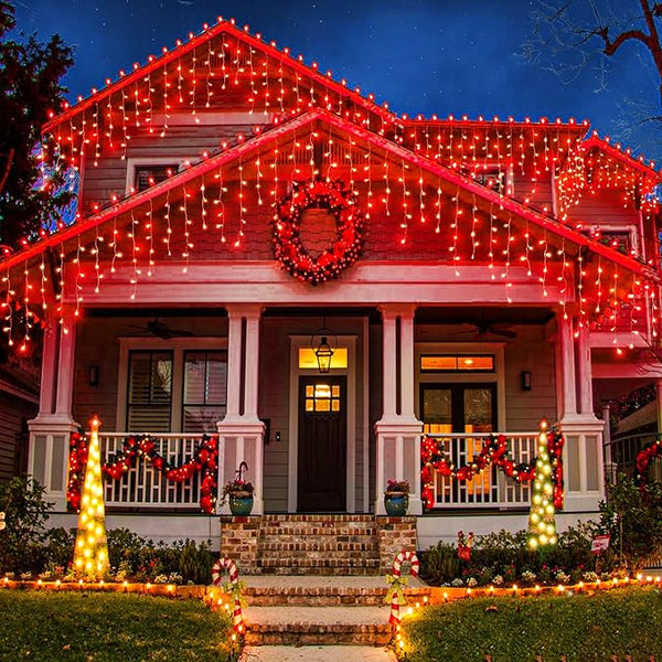 66ft Icicle Lights for Outside, Red Christmas Lights Outdoor Waterproof for House, 640 LED Twinkle Tree Lights with | Lumora