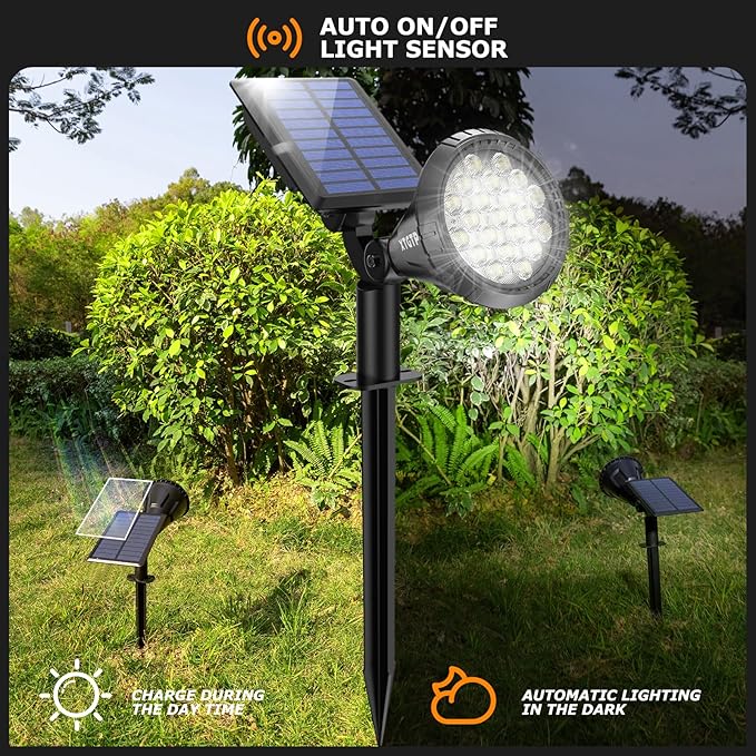 Solar Lights Outdoor, Ultra Bright 21 LEDs IP67 Waterproof Landscape Lighting for Outside, 2-in-1 Adjustable Solar | Lumora