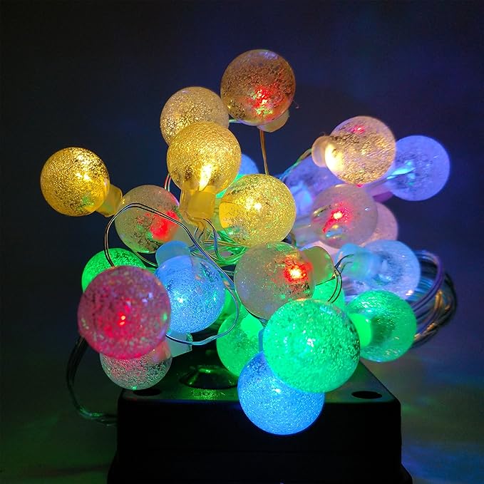 Hometown Evolution, Inc. Solar Powered Air Bubble Sring Lights - 30 LED Multi Colored, 8 Modes, Outdoor Waterproof for Gardens, Patios, Yards, Home, Parties and More
