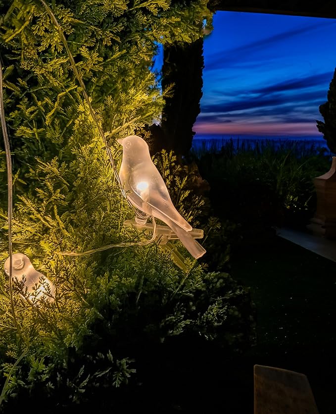 5 STAR SUPER DEALS Solar LED Bird Clip On String Lights - 5PC Set - Solar Powered Decorative Lights for Garden, Balconies, Trees, Bird Baths, Pathways & Fences