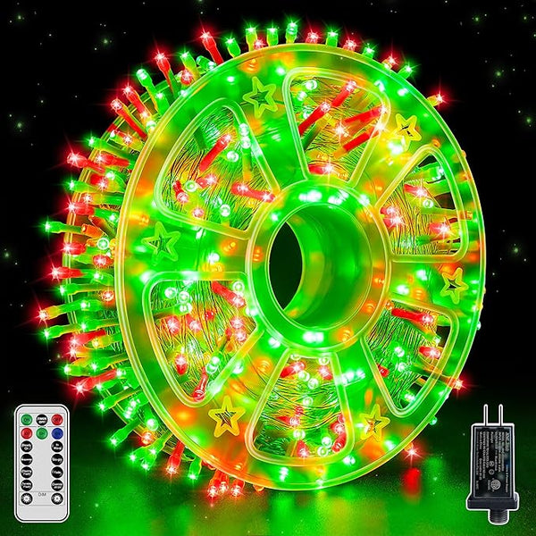 Christmas Lights 600 LED 98FT, Waterproof Outdoor String Lights with Remote and Timer, 8 Modes Dimmable Fairy | Lumora