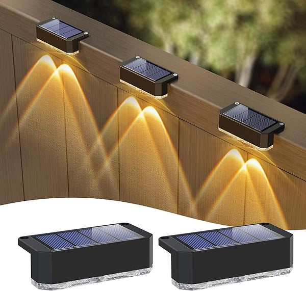 Peasur Solar Fence Lights Outdoor, 2 Pack Step Light Solar Powered, Waterproof LED Deck Lights for Stairs Railing | Lumora