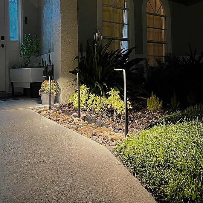 GKOLED Low Voltage Landscape Lighting, Outdoor LED Path Lights, 3W 9-15V AC/DC Garden Light for Yard, Lawn, Pathway, Walkway, Die-cast Aluminum Housing, Black, 6 Pack