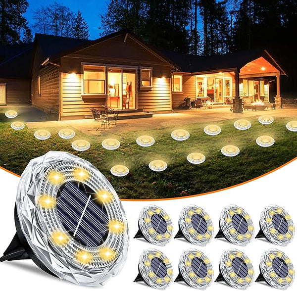 Solar Ground Lights 8 Pack Waterproof Outdoor Solar Lights for Yard Led Solar Garden Lights Bright Solar Powered | Lumora