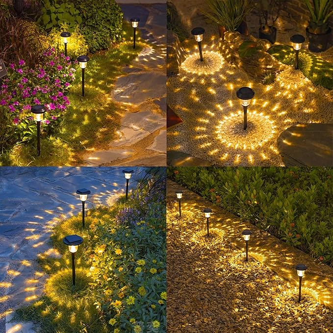 Solar Pathway Lights Waterproof, Warm Yellow Solar Post Cap Lights Auto On/Off, Outdoor Landscape Path Lights for Driveway Balcony Garage Patio