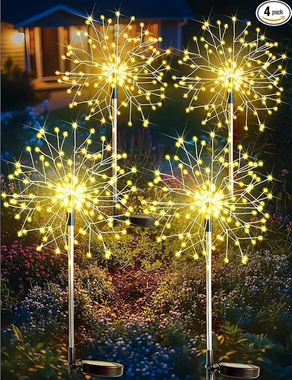 suddus Solar Garden Lights Outdoor Waterproof Decorative, 4Pack 150LED Firework Lights, Solar Fairy Lights for | Lumora