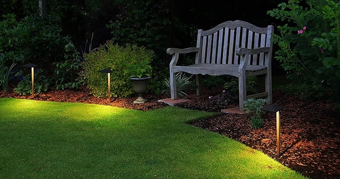 GKOLED 6 Pack UL Listed Low Voltage Pathway Lights, 12V 3W 140LM 3000K Waterproof LED Landscape Lighting, for Outdoor Walkway, Sidewalk, Driveway, with Large Stake, Die-cast Aluminum Housing, Black