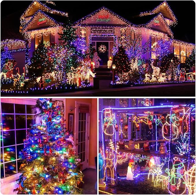 XTF2015 262FT 800 LED Christmas String Lights, Christmas Lights Plug 8 Modes Memory Function with Timer, UL | Lumora