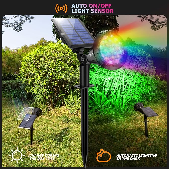 Color Changing Solar Spot Lights Outdoor, 21 LEDs Brightness Solar Pathway Lights Outdoor, IP67 Waterproof Exterior | Lumora