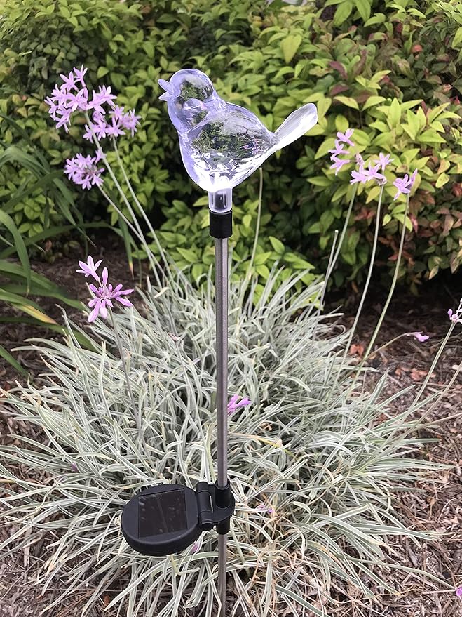 Set of 1 Solar Garden Stake Lights with Color Changing LED or Regular White LED Landscape Path Lights (1 Piece) (Bird)