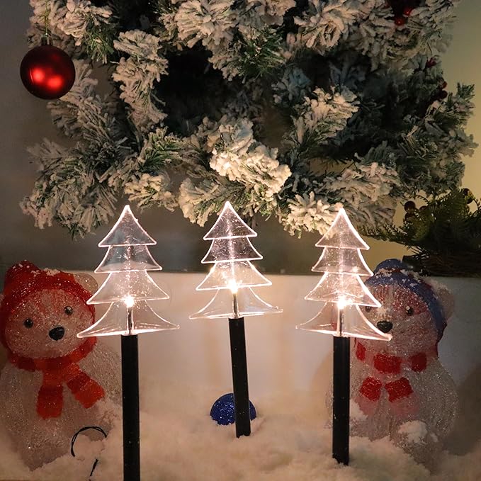 FUCHSUN 5 Pack Solar Garden Lights Outdoor, Pathway Backyard Walkway Lights Solar Powered Waterproof, LED Yard Decorative for Patio Path Landscape Outside (Christmas Trees)