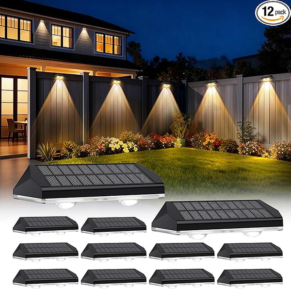 Solar Fence Lights Outdoor, 3 Modes Warm/Neutral/Cool White Fence Lights Solar Powered for Outside, IP65 | Lumora