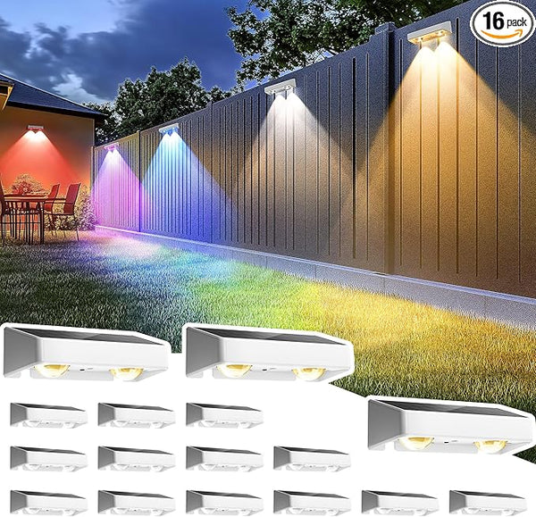 SOLPEX Solar Fence Lights Outdoor, 9 Fixed Colors & Color Changing Fence Solar Lights Outdoor Waterproof IP65, LED | Lumora