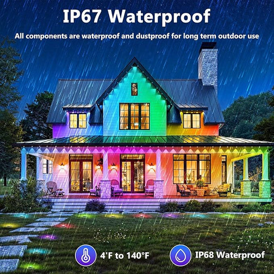 LETIANPAI 300FT Permanent Outdoor Lights,RGB Eaves Light with App Control Remote,DIY Scene Modes IP67 Waterproof Under Eave Lighting,Outdoor Lights for Decor,Garden Decor,House,Party,Holiday