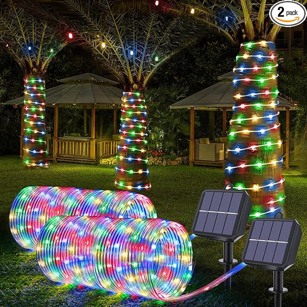 Solar Rope Lights, 2 Packs Total 132ft 400LED Solar String Lights, 8 Modes Waterproof Solar Powered Outdoor Light | Lumora