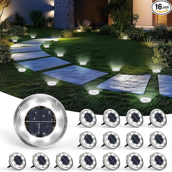 SOLPEX 16 Pack Solar Ground Lights Outdoor Waterproof, Solar Powered Pathway Lights, Landscape Lighting for Garden | Lumora