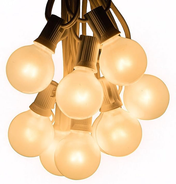 Hometown Evolution, Inc. White Pearl Outdoor Patio Globe String Lights (10 Foot, G40 White Pearl 1.6" Bulbs - White | Lumora