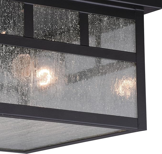 VAXCEL Mission Bronze Square Outdoor Flush Mount Ceiling Light Clear Glass | Lumora