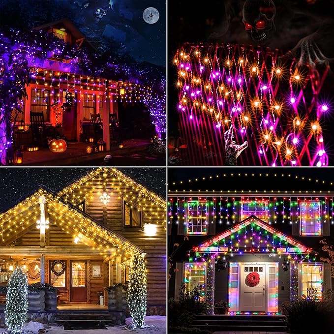 Joomer RGB Christmas Icicle Lights - 95FT Color Changing Outdoor String Lights with Remote Timer, Dripping Blood Effect for Haunted House, Roof, Eaves, Christmas Decor (Non-Connectable)