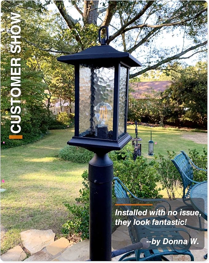 Beionxii Dusk to Dawn Outdoor Post Lights, 21inch Large Exterior Lamp Post Light Pier Mount Lantern with Base | Lumora