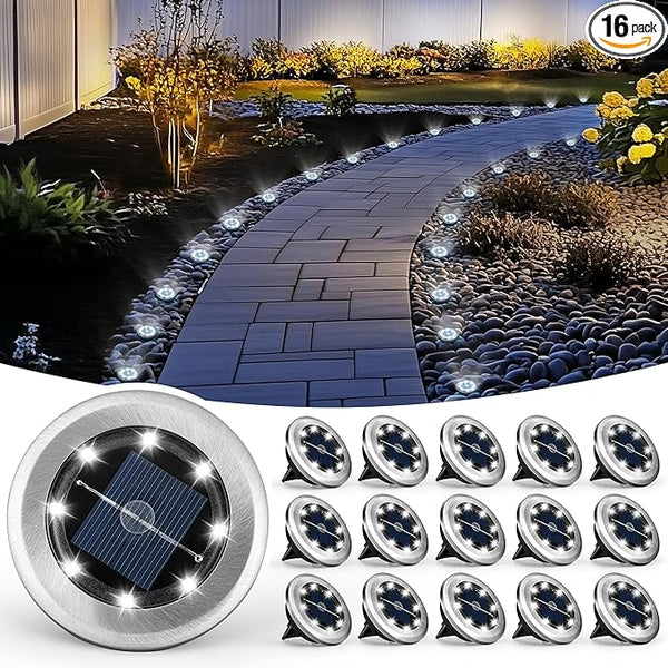 Mini Solar Ground Lights, 16 Pack Solar Garden Lights, Solar Powered Pathway Lights Warterproof, Outdoor Lights for | Lumora