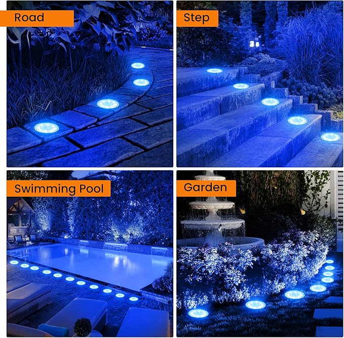 Siatom Solar Ground Lights 12 Pack, IP68 Waterproof Solar In-Ground Light for Outdoor, Flat Landscape Lighting | Lumora
