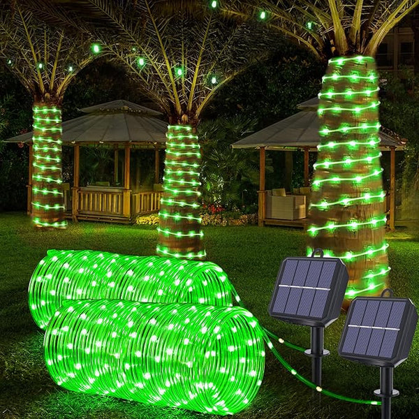 Solar Rope Lights, 2 Packs Total 66ft 200LEDSolar String Lights, 8 Modes Waterproof Solar Powered Outdoor Light | Lumora