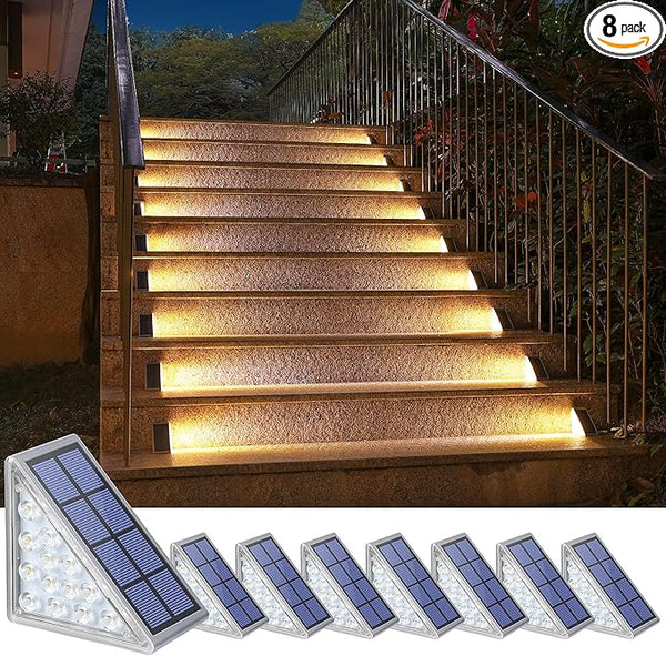 NIORSUN Outdoor Step Lights,8 Pack Warm White Solar Step Lights Waterproof IP67 Auto On Off,Solar Lights for | Lumora