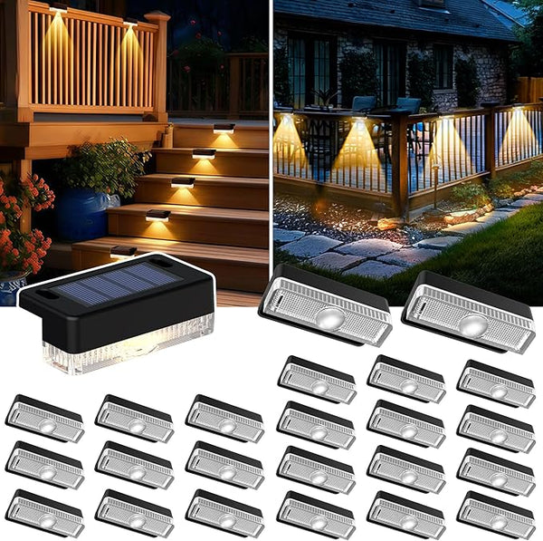Solar Deck Lights Outdoor 24 Packs, Solar Powered LED Step Lights Waterproof Outdoor for Deck, Stairs, Step, Fence | Lumora