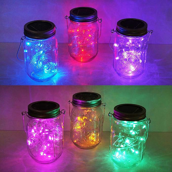 Decorman Solar Mason Jar Lid Lights, 6 Pack 20 LED Waterproof String Fairy Star Firefly Jar Lids Lights for Patio | Lumora